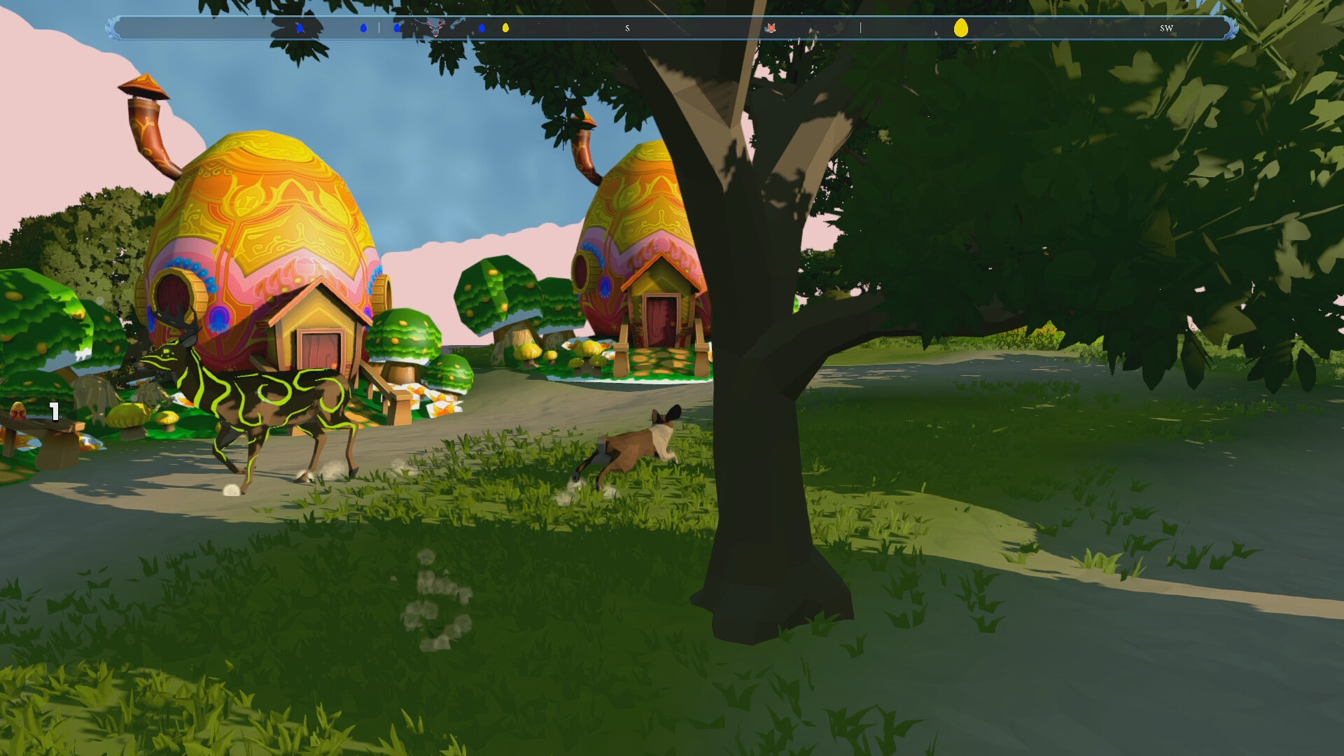 Collecting eggs in the forest